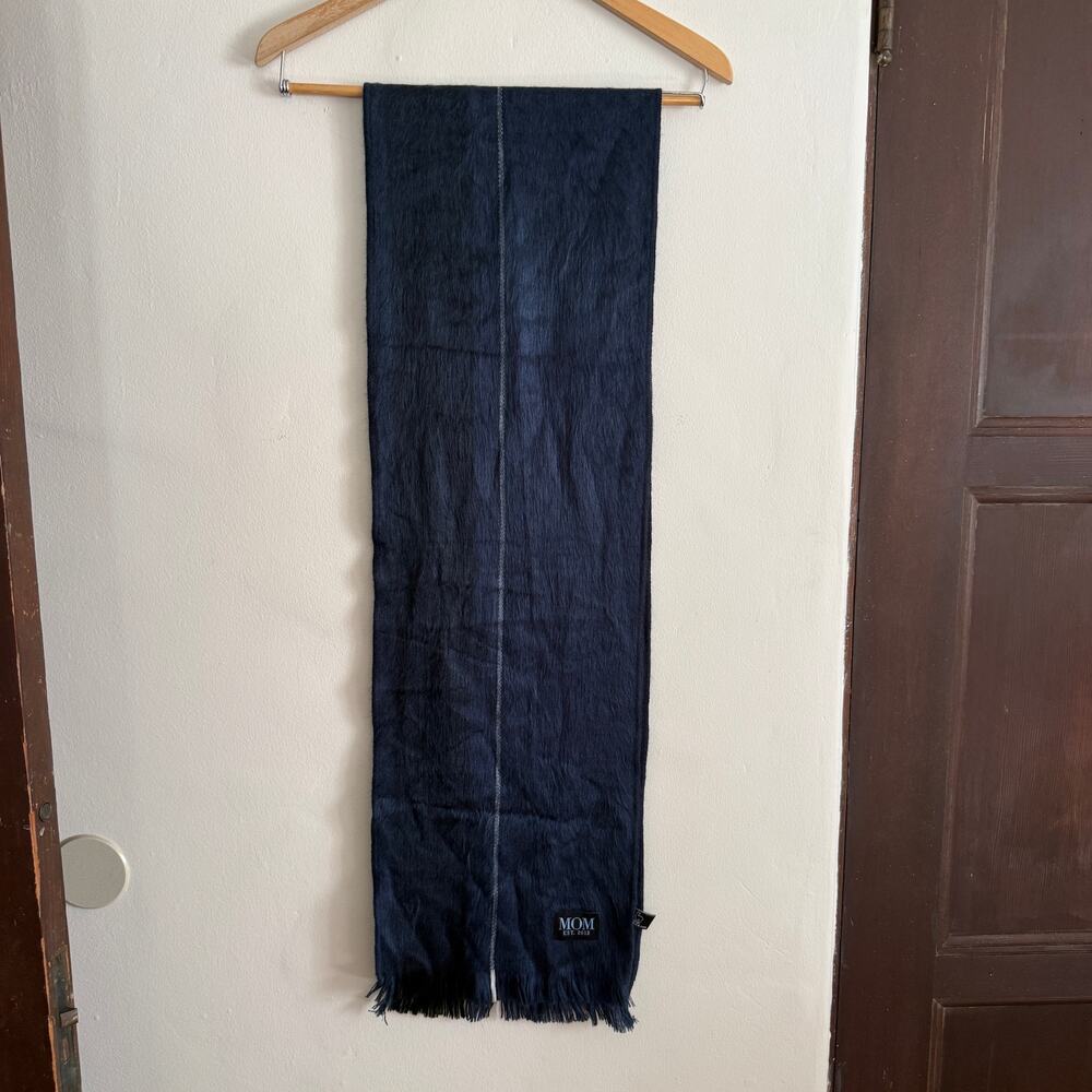 SHUPACA | Soft Navy Blue Alpaca Scarf with Fringe end